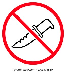 Kein Messer-Waffensymbol im trendigen Rahmenstil. Flache Vektorillustration, einzeln auf weißem Hintergrund.