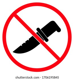 No knife weapon icon in trendy silhouette style design. Flat vector illustration isolated on white background.