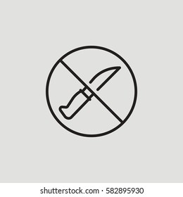 No Knife Weapon Restricted Outline Vector Icon