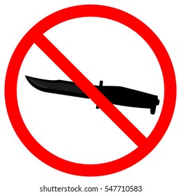 No knives, sharp objects allowed sign