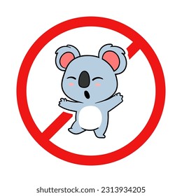 No Koala Sign on White Background