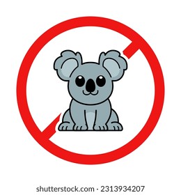 No Koala Sign on White Background