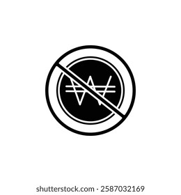 no korean won icon Simple thin line logo