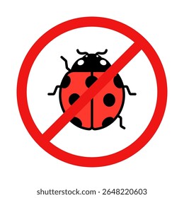 No Ladybug Sign on White Background