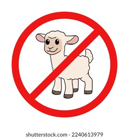 No Lamb Sign on White Background