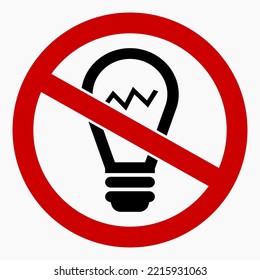 No Lamp. Do not turn on the light. Do not shine Vector icon.