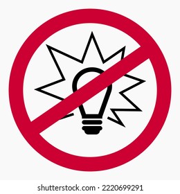 No Lamp. Do not turn on the light. Do not shine Vector icon.