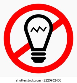 No Lamp. Do not turn on the light. Do not shine Vector icon.