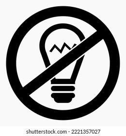 No Lamp. Do not turn on the light. Do not shine Vector icon.