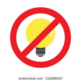 no lamp, dont used light bulb red sign warning caution on white background vector illustration