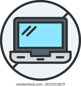 No Laptop Outline Filled Style Icon
