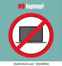 No laptop sign in a flat design. Vector illustration