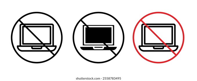 No laptop sign vector set