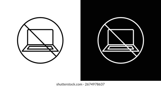 Nenhum sinal de notebook definido, vetor e ilustração