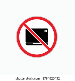 No Laptop. Symbol of Prohibition to Operate Computer Device - Vector.
