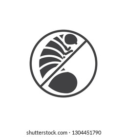 No larva pests vector icon. filled flat sign for mobile concept and web design. Stop larva insects simple solid icon. Symbol, logo illustration. Pixel perfect vector graphics