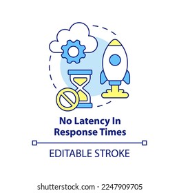 No latency in response times concept icon. Quick processing data. High productivity abstract idea thin line illustration. Isolated outline drawing. Editable stroke. Arial, Myriad Pro-Bold fonts used