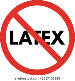 No latex sign isolated on white background . Red latex free sign . Vector illustration