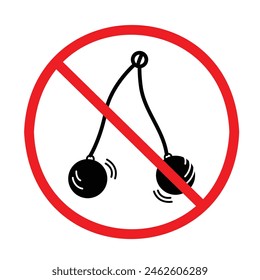 No Latto Latto or clackers ball toy allowed icon sign illustration isolated on square white background. Simple flat art styled drawing for social media decorations or poster prints.