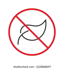 No leaf icon. Forbidden leaf icon. No leaf vector symbol. Prohibited vector icon. Warning, caution, attention, restriction flat sign design. Do not 