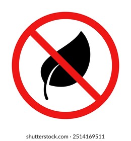 No Leaf Sign on White Background