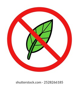 No Leaf Sign on White Background