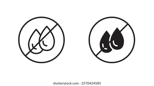 No leakage sign vectors set in black. line and flat versions