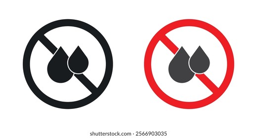 No leakage signs set in black and colored