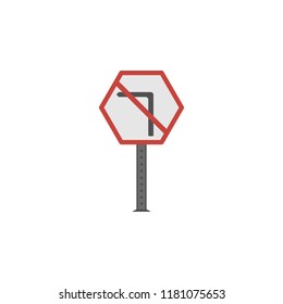 No left colored icon. Element of road signs and junctions icon for mobile concept and web apps. Colored No left can be used for web and mobile on white bakgorund