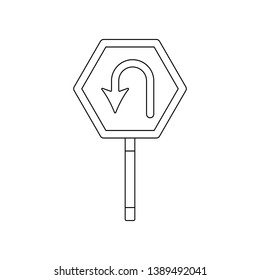 No left colored icon. Element of road signs and junctions for mobile concept and web apps icon. Outline, thin line icon for website design and development, app development