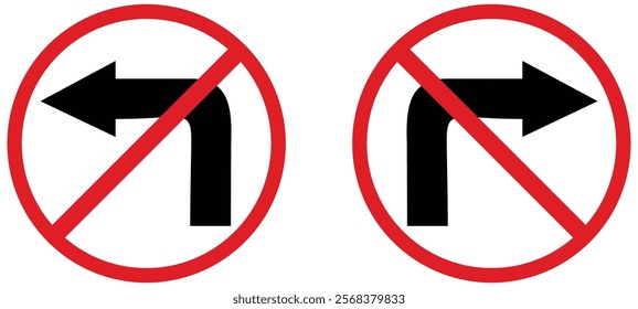 No left and Right turn Road sign. Vector illustration