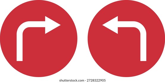 No hay giro a la izquierda y no hay señales de tráfico de giro a la derecha Ilustración vectorial 