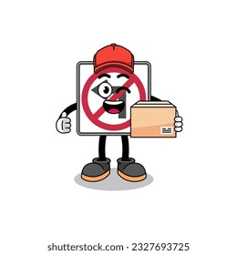 no left turn road sign mascot cartoon as an courier , character design