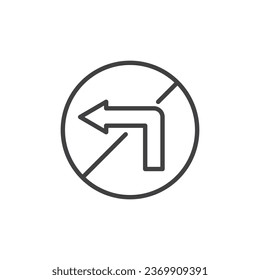 No hay icono de la línea de signo Girar a la izquierda. signo de estilo lineal para concepto móvil y diseño web. No girar el icono del vector de contorno izquierdo. Símbolo, ilustración del logotipo. Gráficos vectoriales