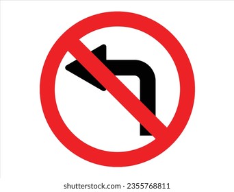 No left turn sign vector art white background