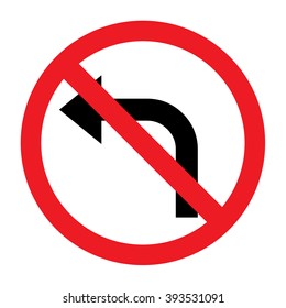 No left turn sign . Vector illustration