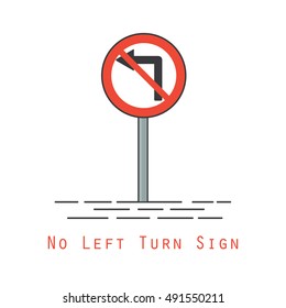 no left turn sign vector