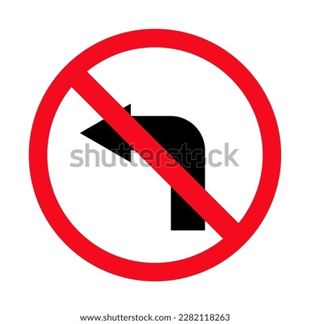 No left turn signs on road illustration of traffic signs, prohibition of turning left.