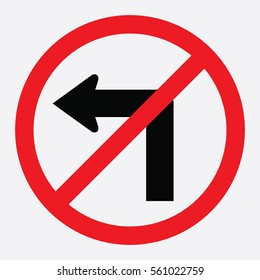 No Left Turn Traffic Sign