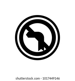 no left turn vector road sign icon