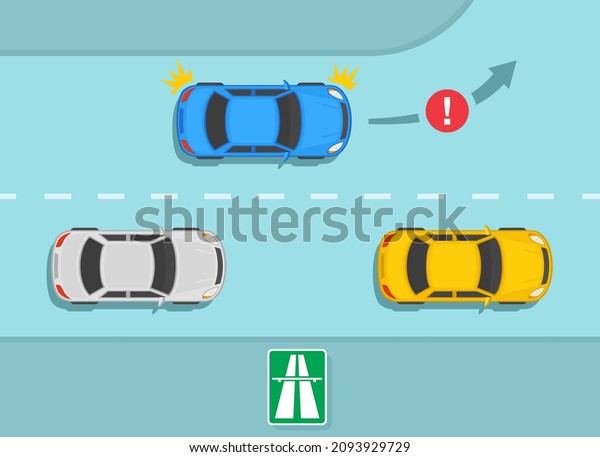 No left or u-turn on highways. Traffic rules on\
expressway, speedway, motorway. Turning left  is not allowed. Flat\
vector illustration\
template.