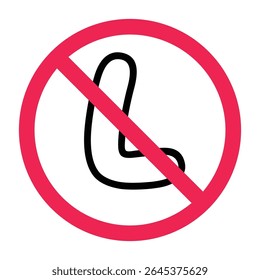No letter L sign, restricted letter l sign, letter l not allowed icon, do not use letter l sign