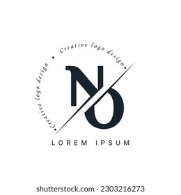 NO Letter Logo Design with a Creative Cut. Creative logo design