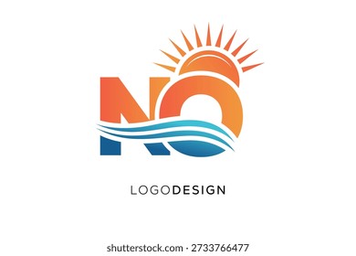 NO Letter Logo Monogramm Sun Wave Modernes Branding-Design