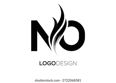 Logotipo del monograma de la letra del NO con la carrera artística del cepillo para la identidad moderna de la marca