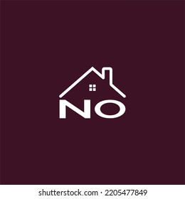 NO letter roof shape logo for real estate with house icon design
