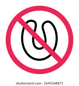 No letter U sign, forbidden alphabet u sign, prohibited letter u symbol