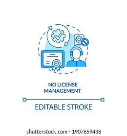 No license management concept icon. Software as service benefit idea thin line illustration. Automation systems. Using most recent version. Vector isolated outline RGB color drawing. Editable stroke