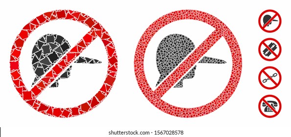 No lier mosaic of rugged elements in different sizes and color tints, based on no lier icon. Vector tremulant elements are grouped into mosaic. No lier icons collage with dotted pattern.