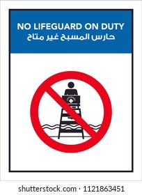 no lifeguard arabic sign